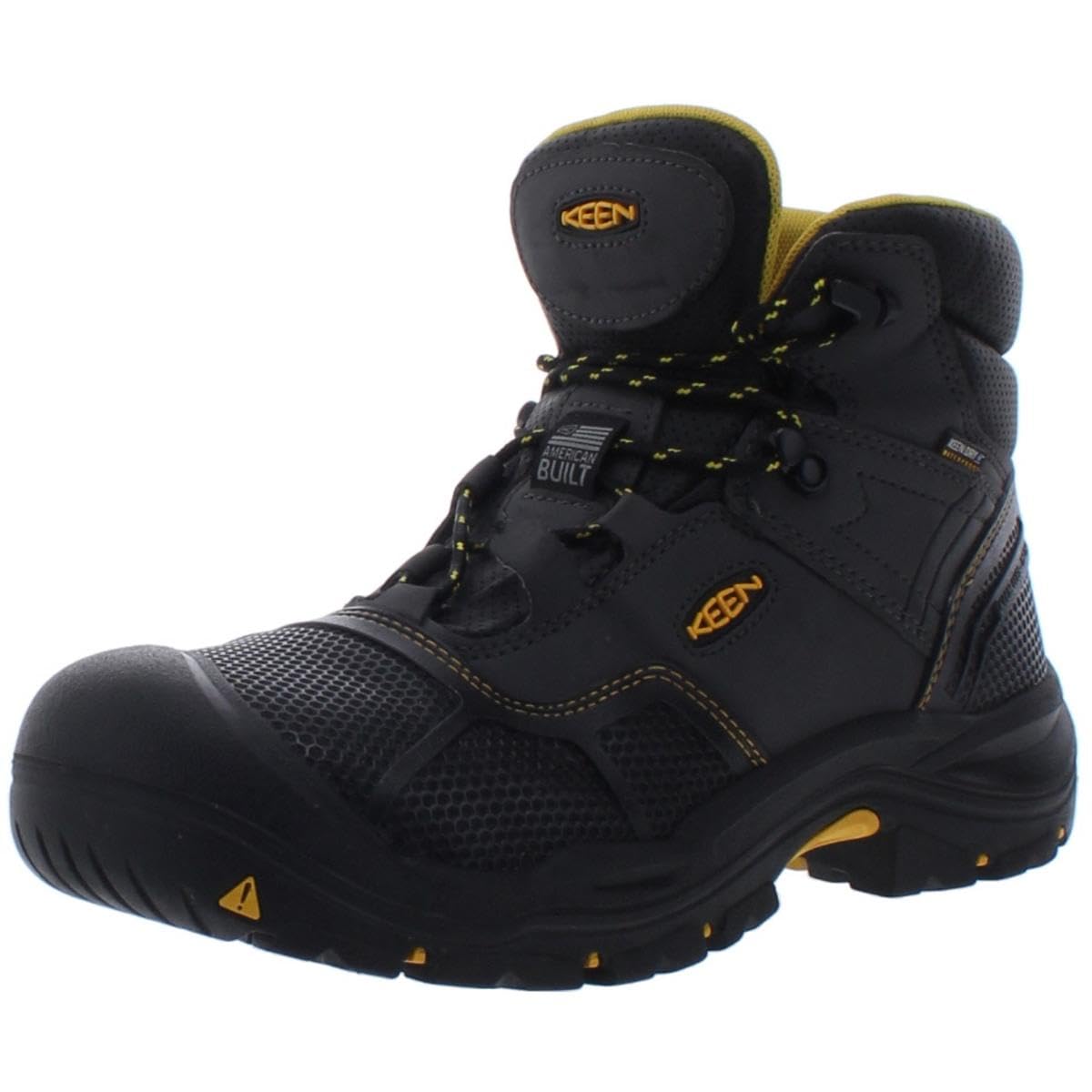 KEEN Utility Men's Logandale Mid Steel Toe Waterproof Work Shoe, Raven/Black, 8 Medium US