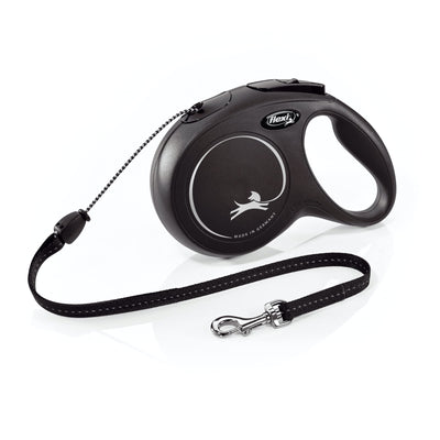 FLEXI New Classic Cord Retractable Dog Leash for Medium Dogs up to 44 lbs. – 26 ft., Black | Tangle-Free Pet Walking Leash with One-Handed Brake